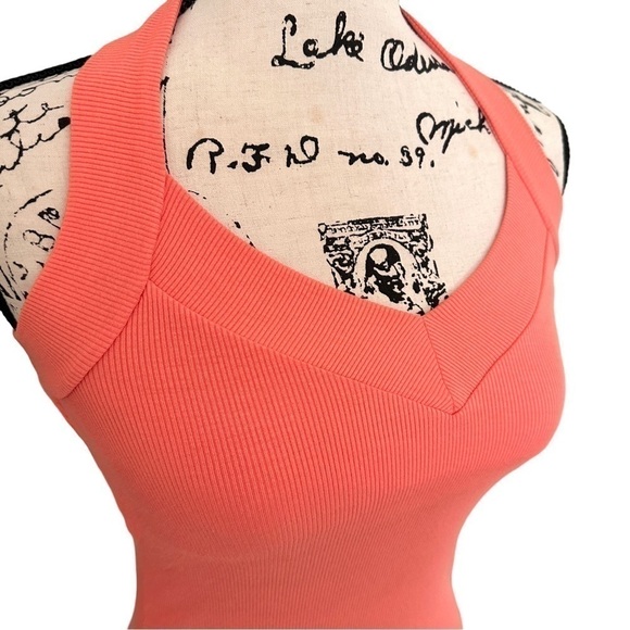 Silence + Noise Rebel Ribbed Coral Halter V-Neck Top Size XS - Picture 5 of 11